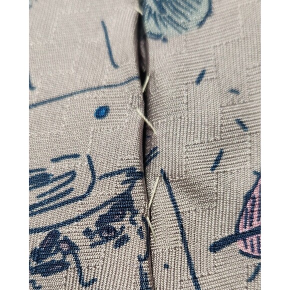 Peter Max Tie 1997 Vintage Gray Silk Classic Art Deco Stylish Man Flowers - Picture 10 of 10